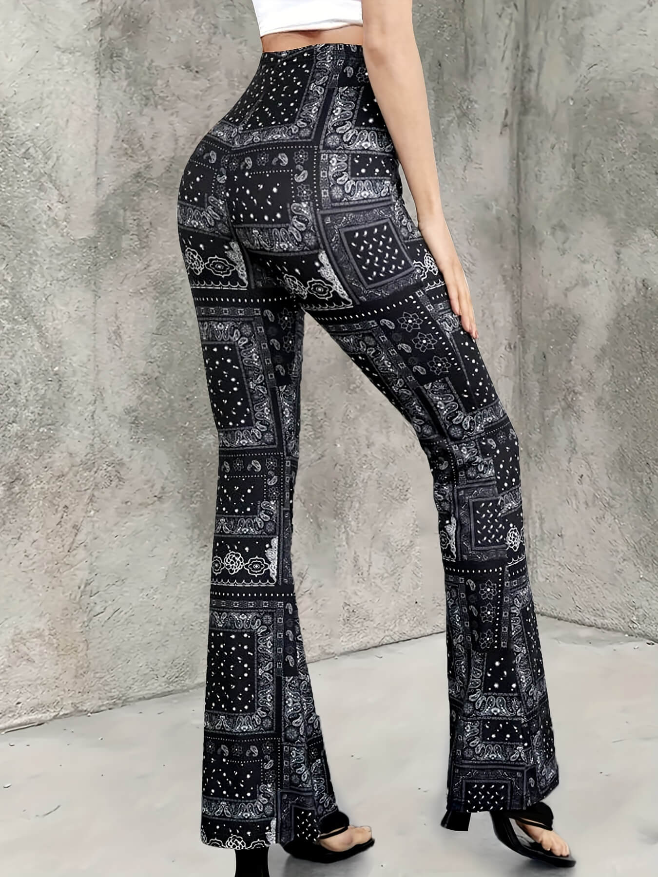 Fashionable High Waist Flared Pants