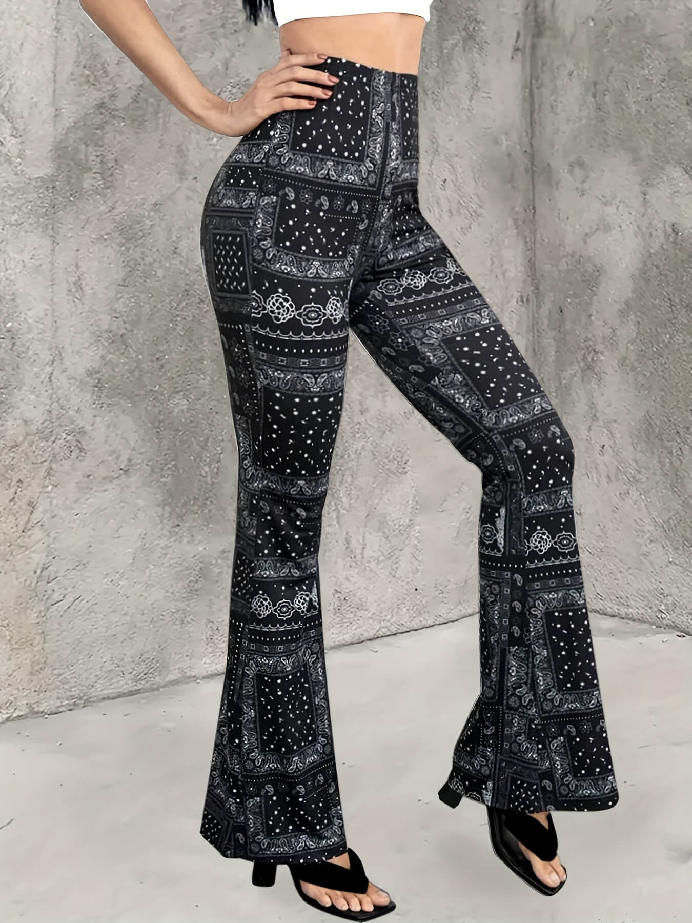Fashionable High Waist Flared Pants
