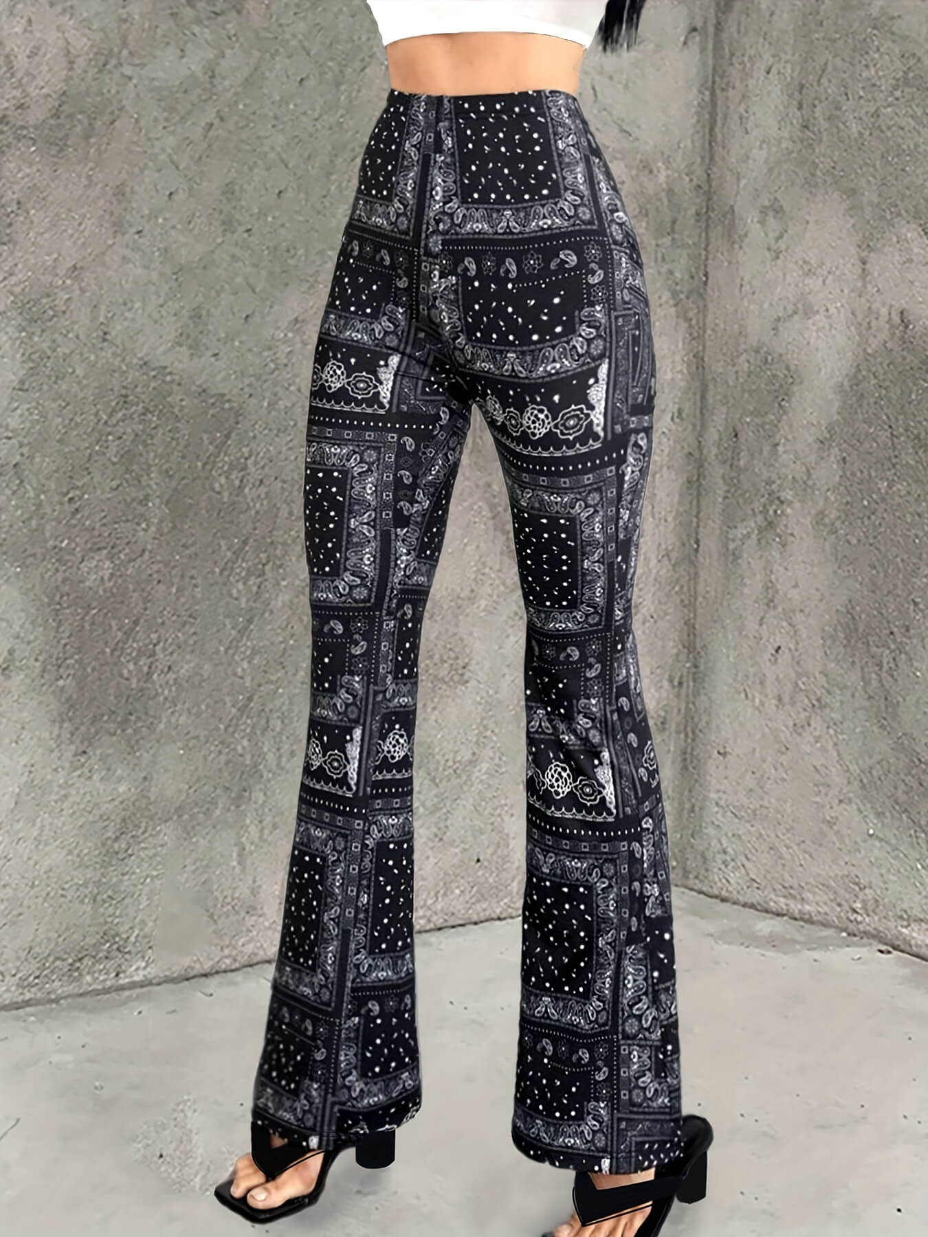 Fashionable High Waist Flared Pants
