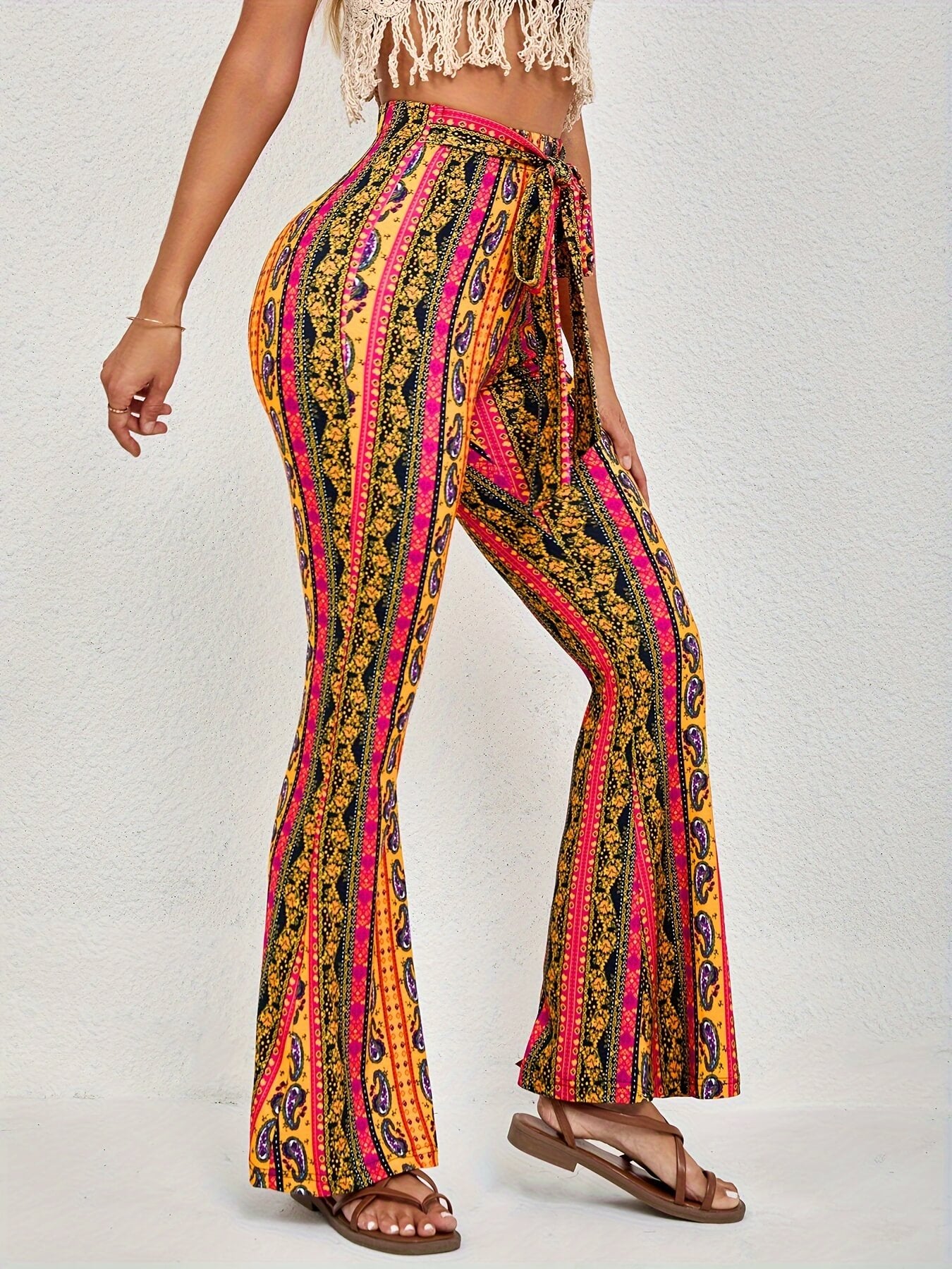 Vibrant Ethnic Paisley Print High Waist Forbidden Pants