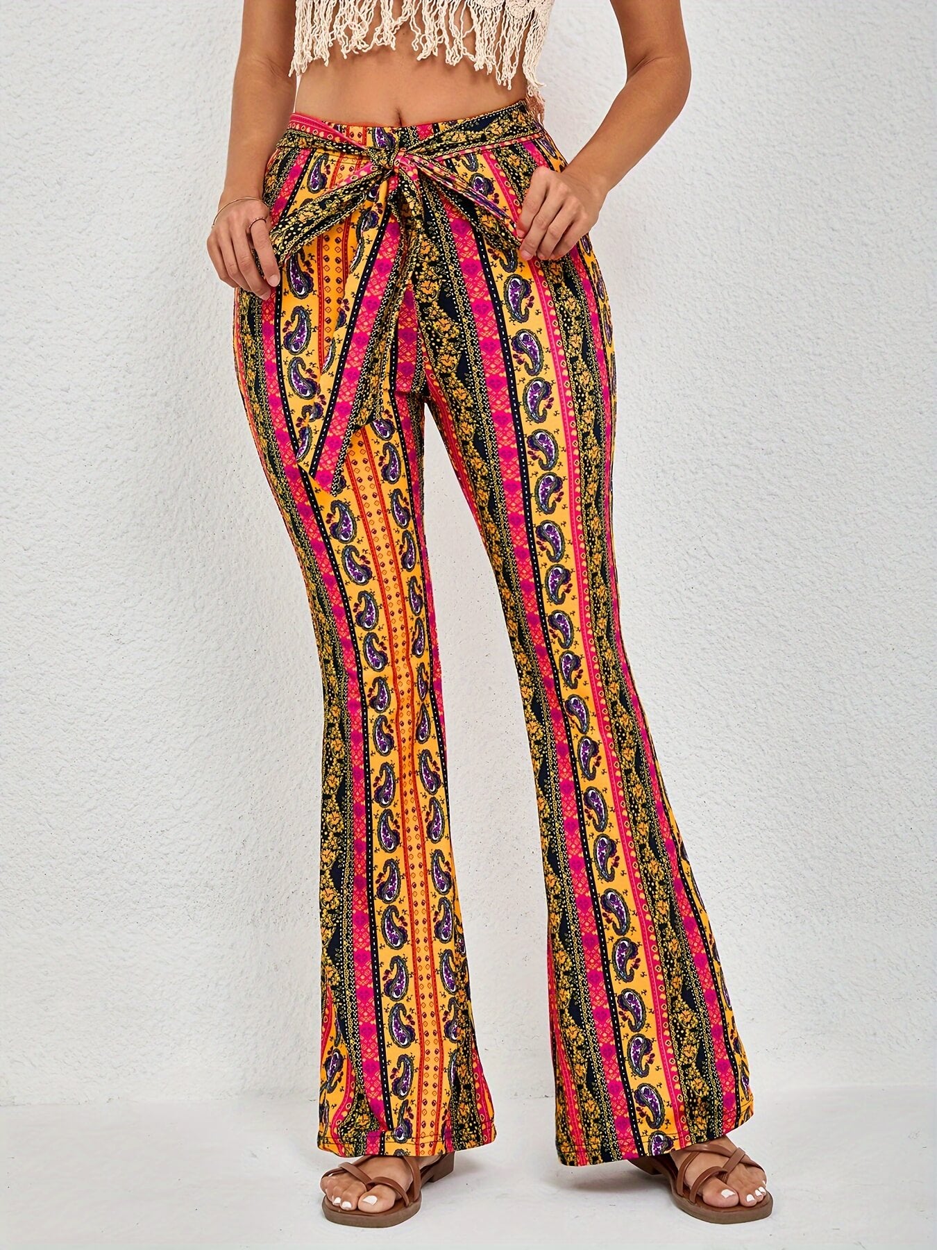 Vibrant Ethnic Paisley Print High Waist Forbidden Pants