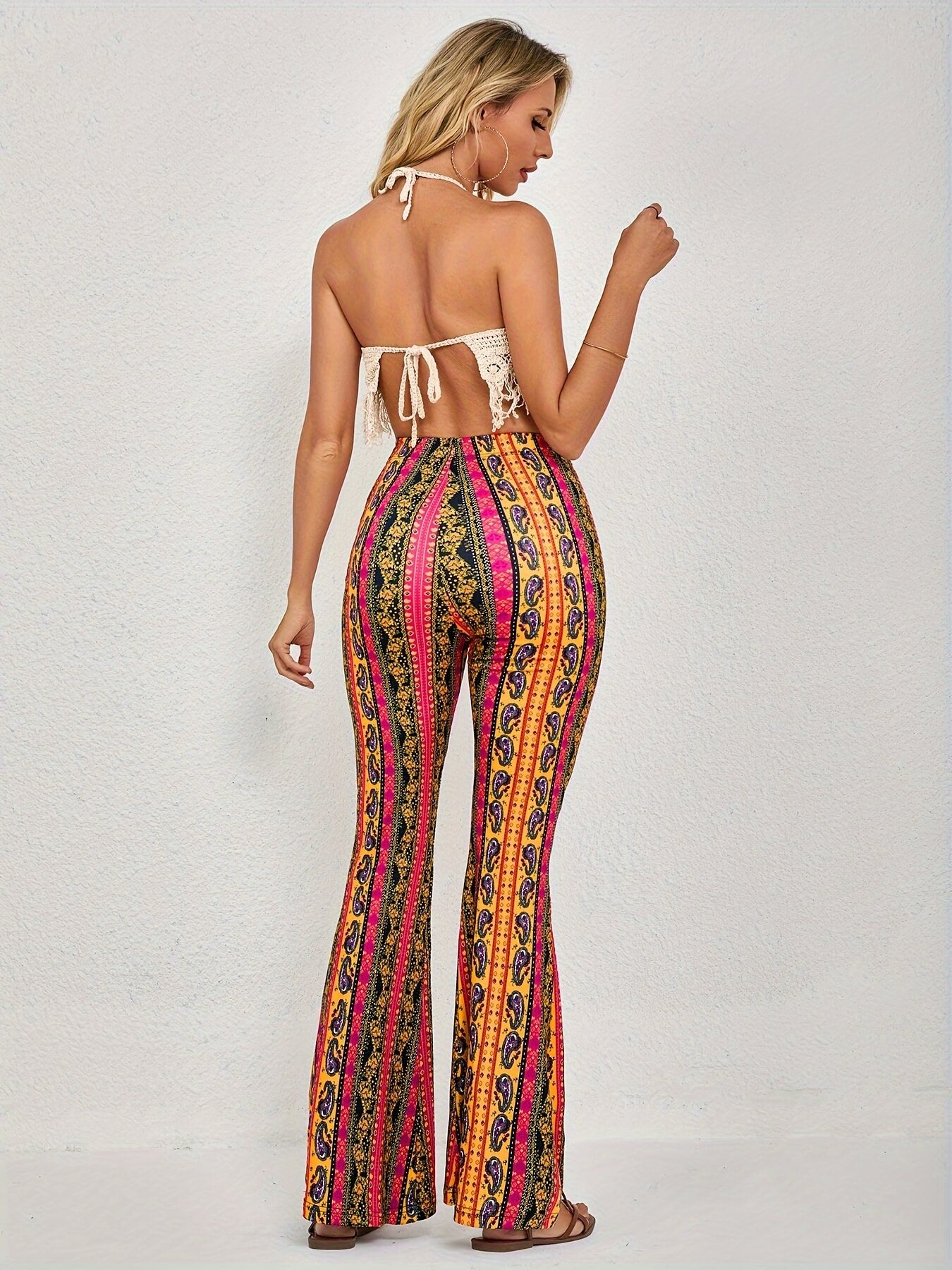 Vibrant Ethnic Paisley Print High Waist Forbidden Pants