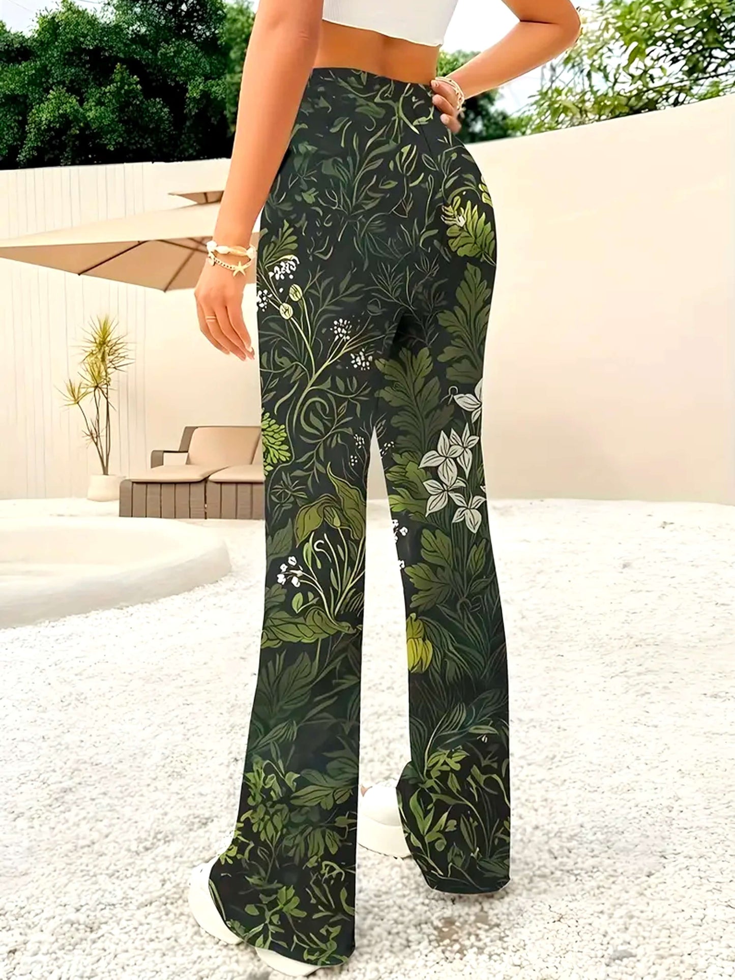 Women's Floral Print Bell Bottom Forbidden Pants
