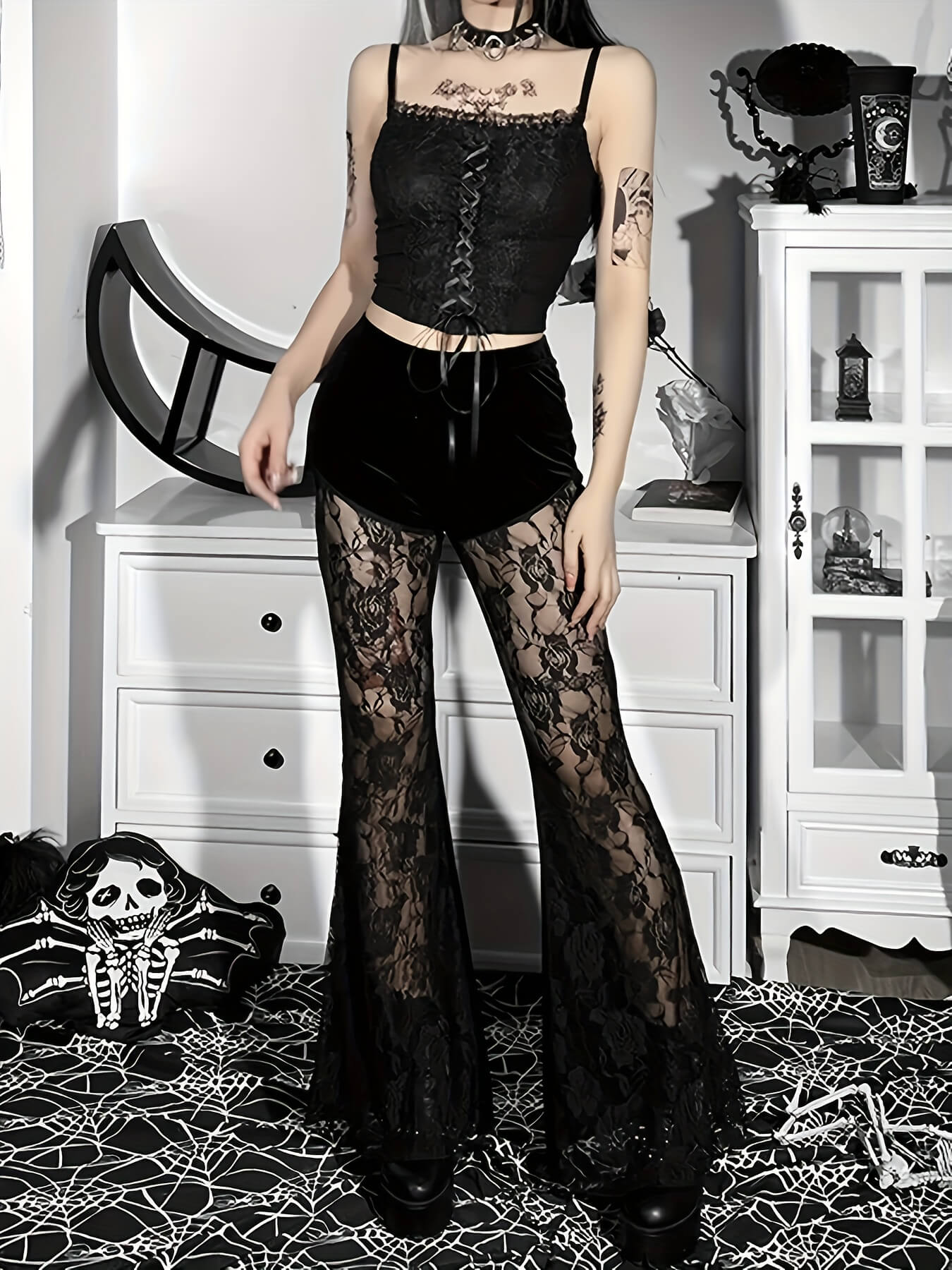 Contrast Lace Forbidden Pants