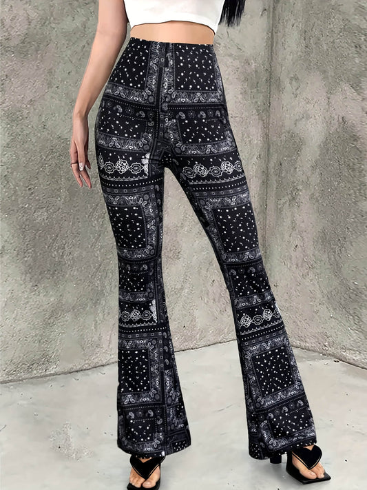 Fashionable High Waist Flared Pants