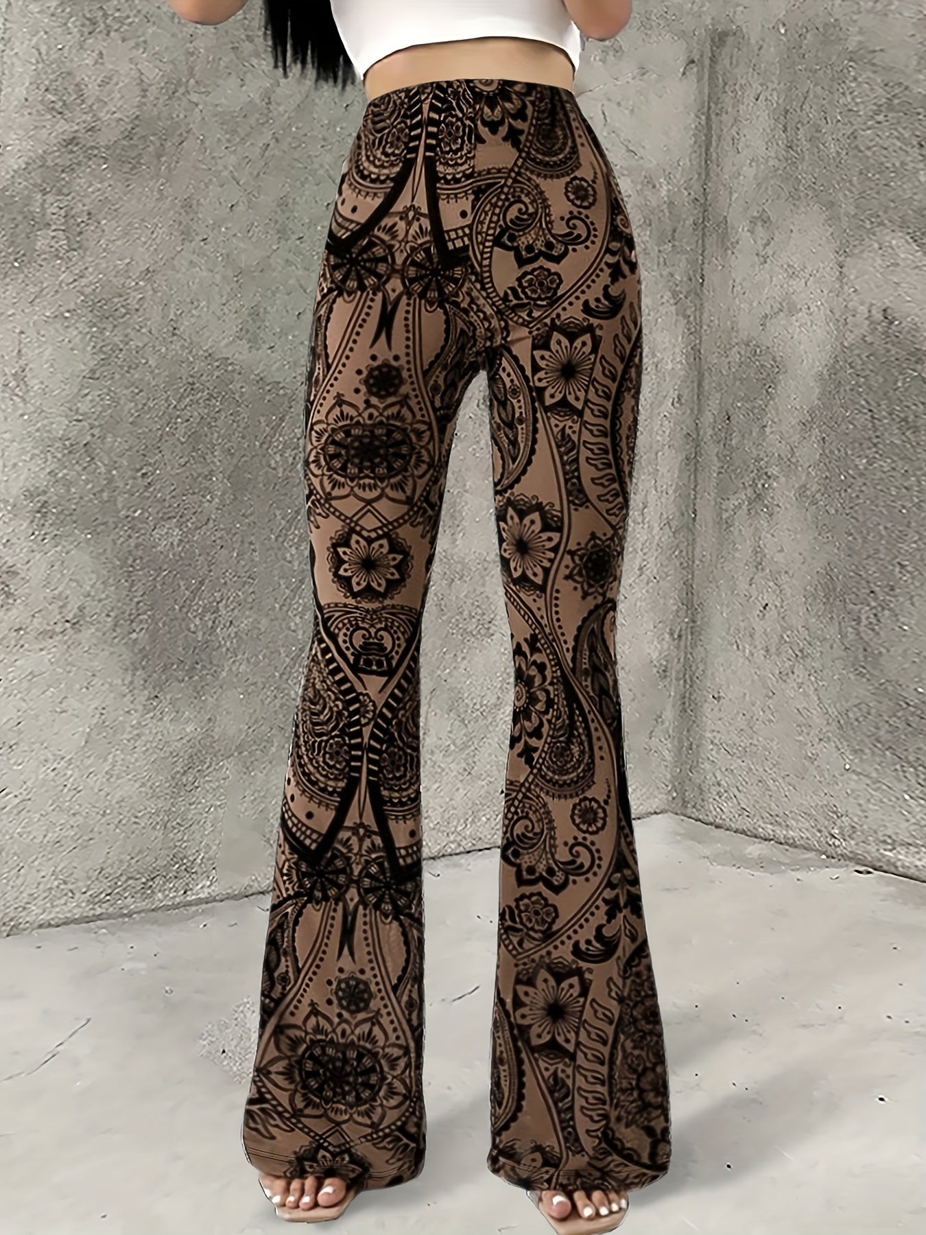 Floral Print Flare Leg Pants