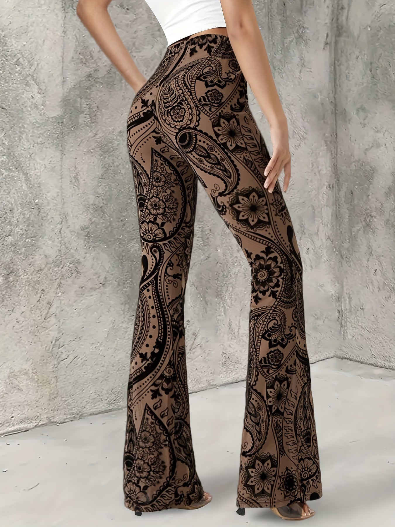 Floral Print Flare Leg Pants