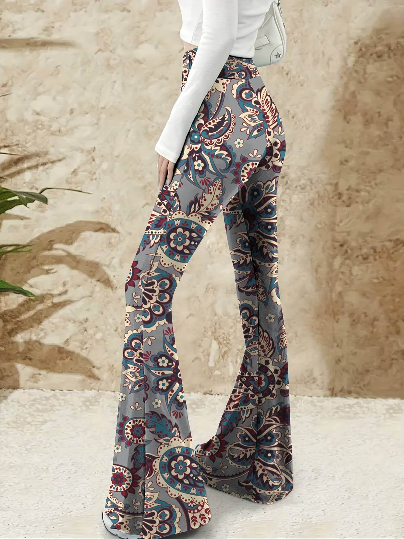 Paisley Print Flare Leg Pants