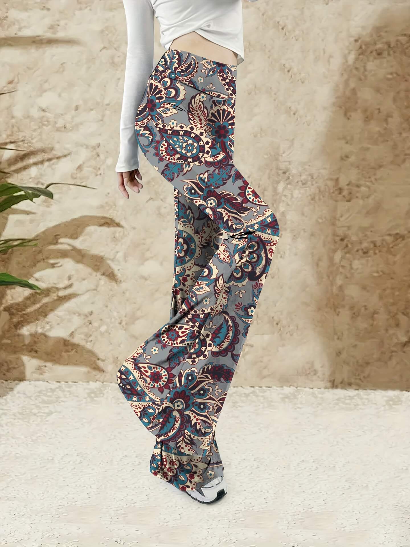 Paisley Print Flare Leg Pants