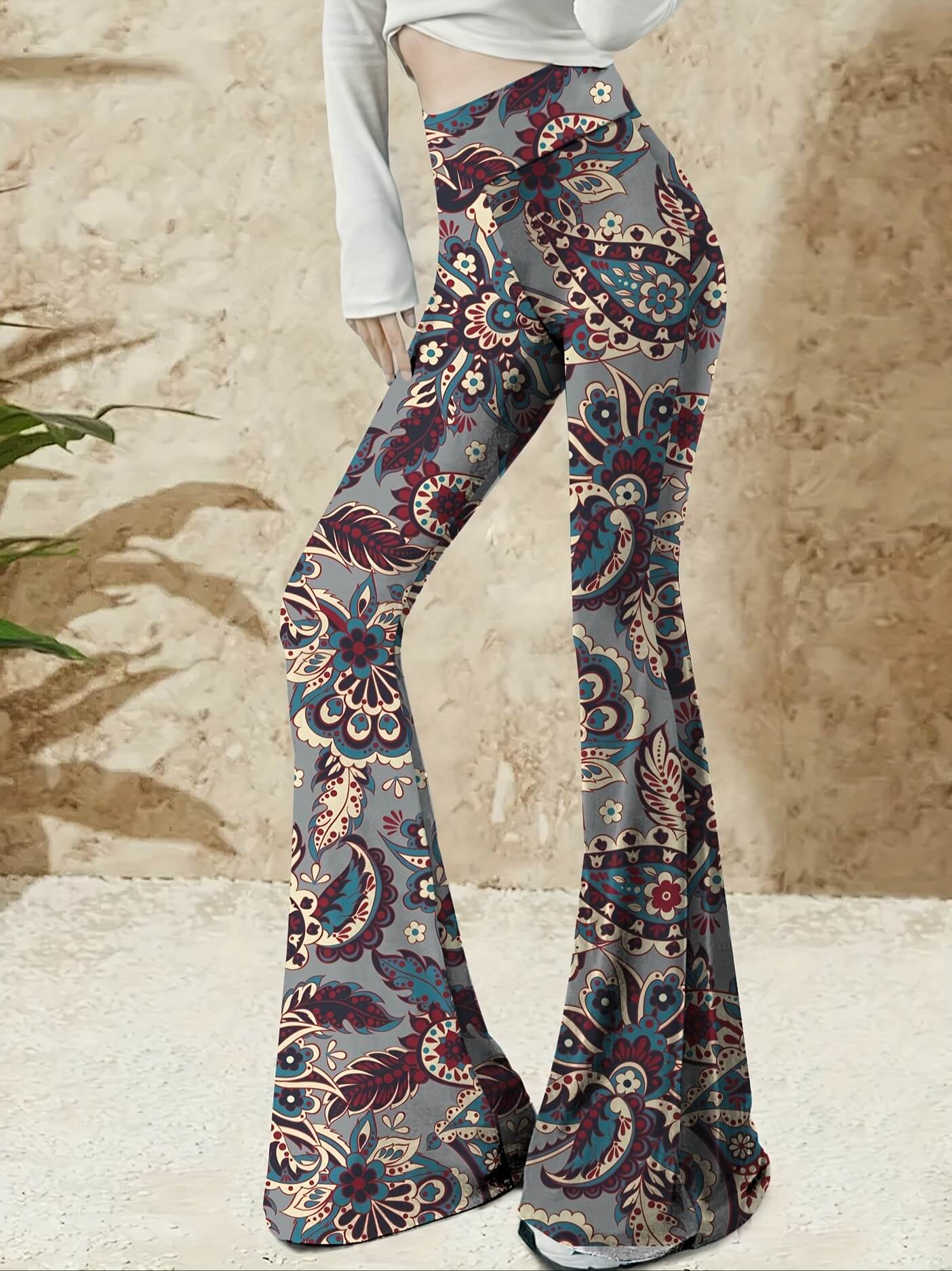 Paisley Print Flare Leg Pants