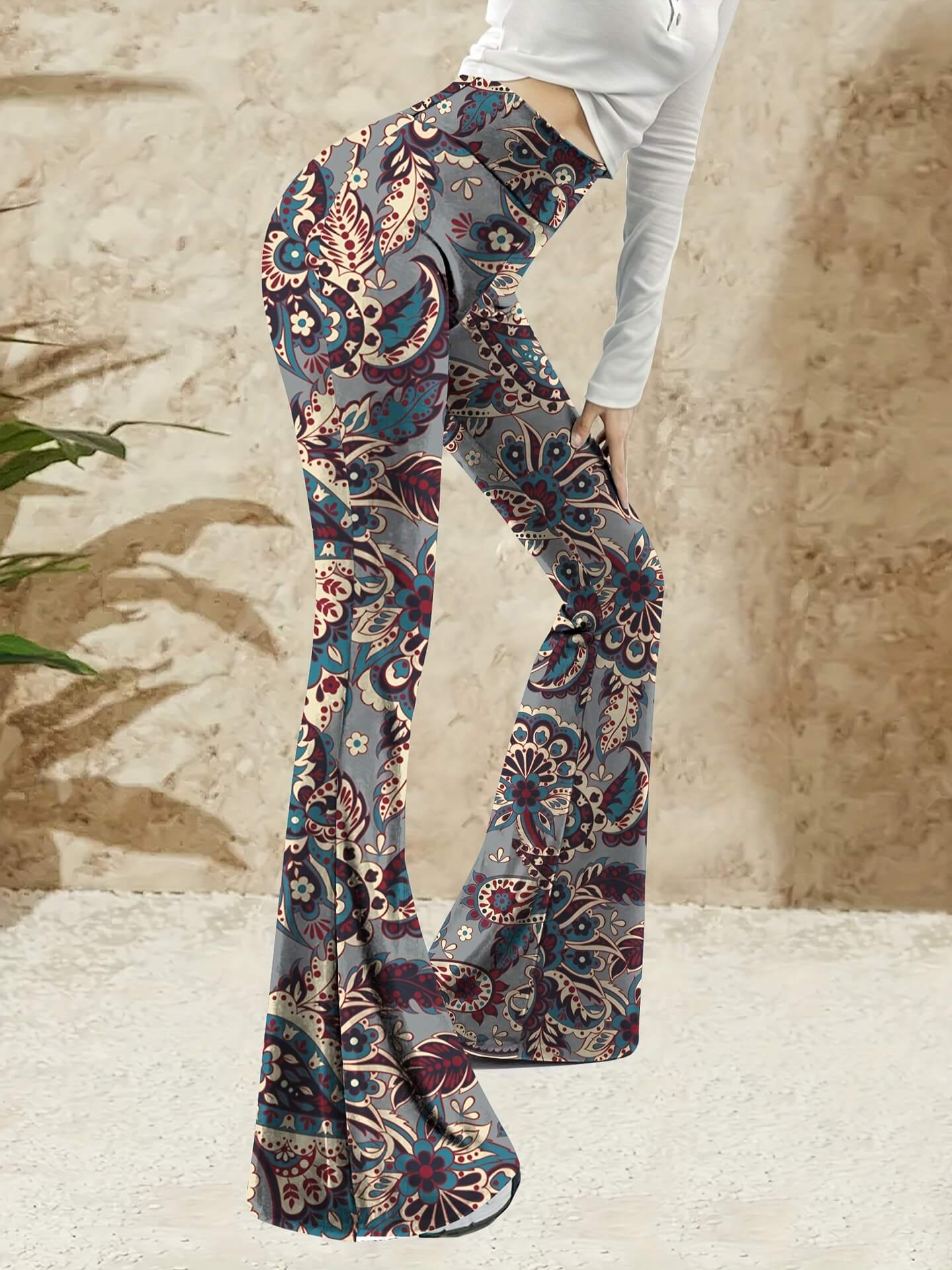 Paisley Print Flare Leg Pants