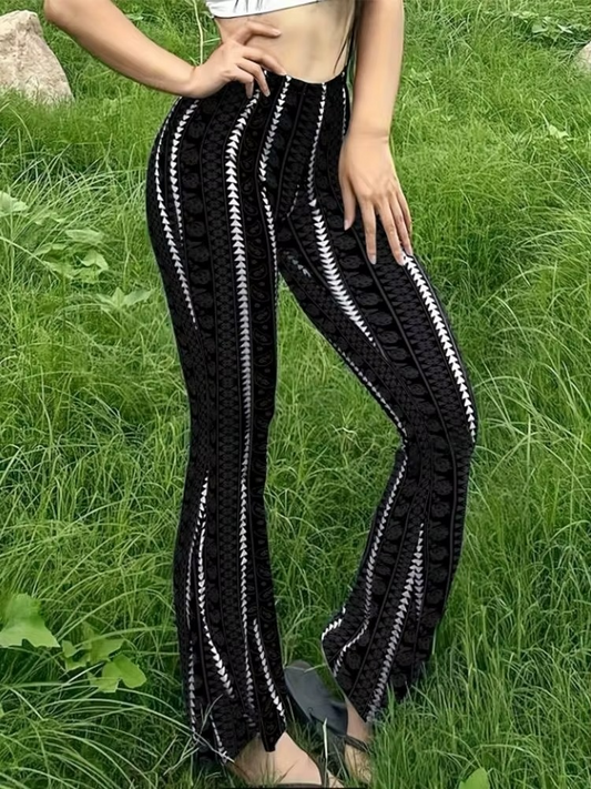 Retro Print Flared Leggings