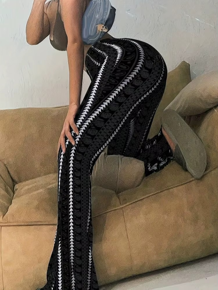 Retro Print Flared Leggings