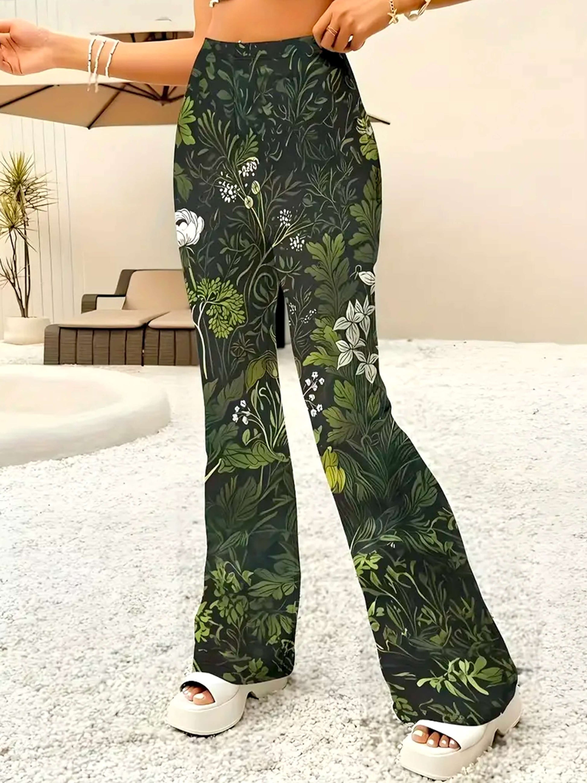 Women's Floral Print Bell Bottom Forbidden Pants