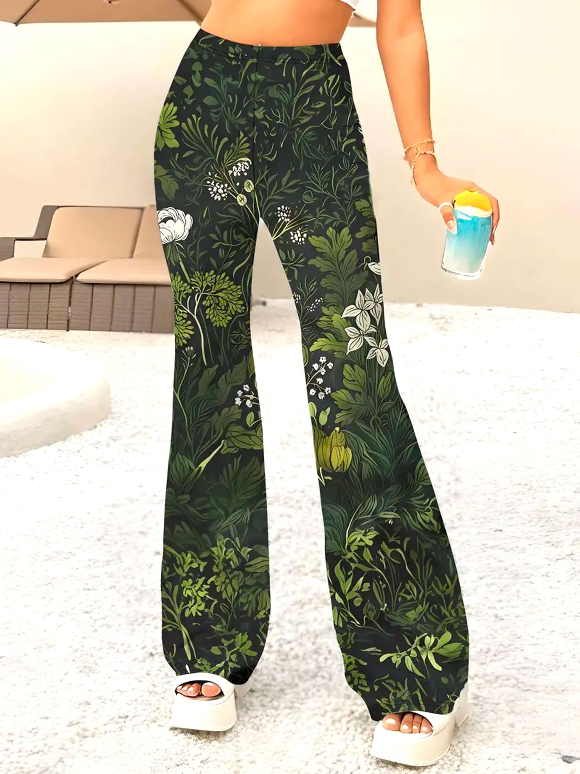 Women's Floral Print Bell Bottom Forbidden Pants