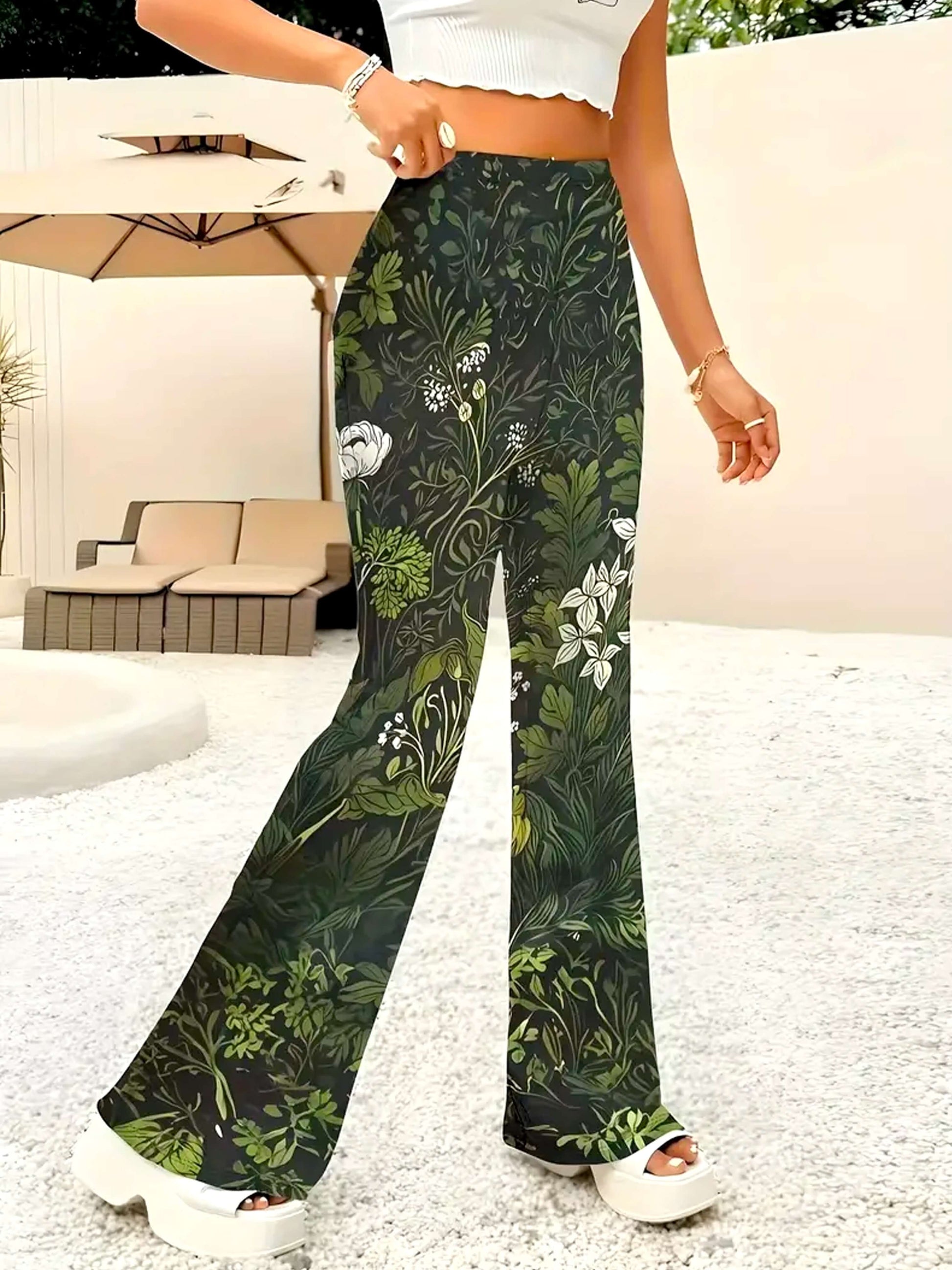 Women's Floral Print Bell Bottom Forbidden Pants